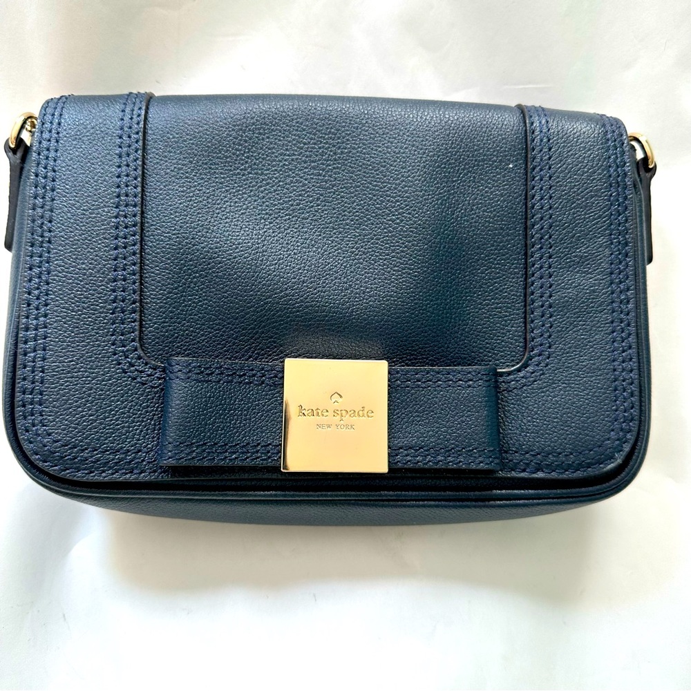 Kate Spade navy leather little bow crossbody bag